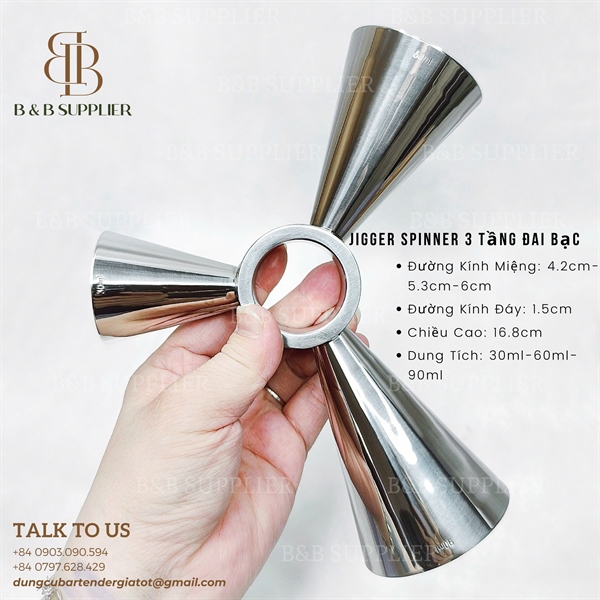 Jigger Spinner 3 Tầng Đai Bạc 3