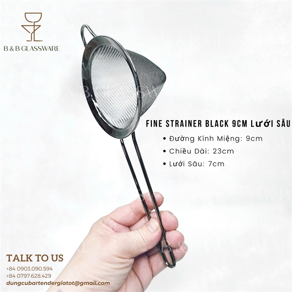 Fine Strainer Black 9cm 3