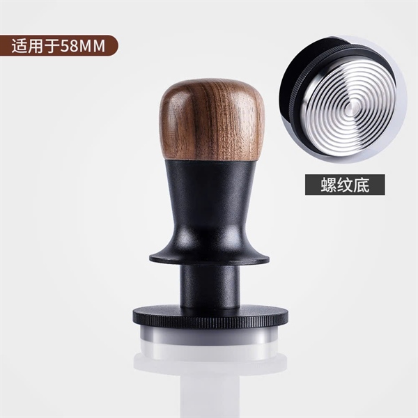 Nén Cà Phê Đáy Ren Tròn Nén Tự Động 58mm Cán Gỗ