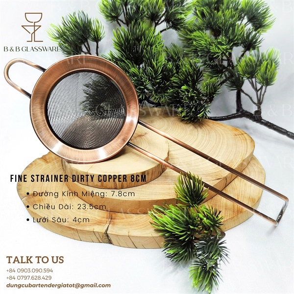 Fine Strainer Dirty Copper 8cm – Vợt Lược Cocktail Màu Đồng Cổ
