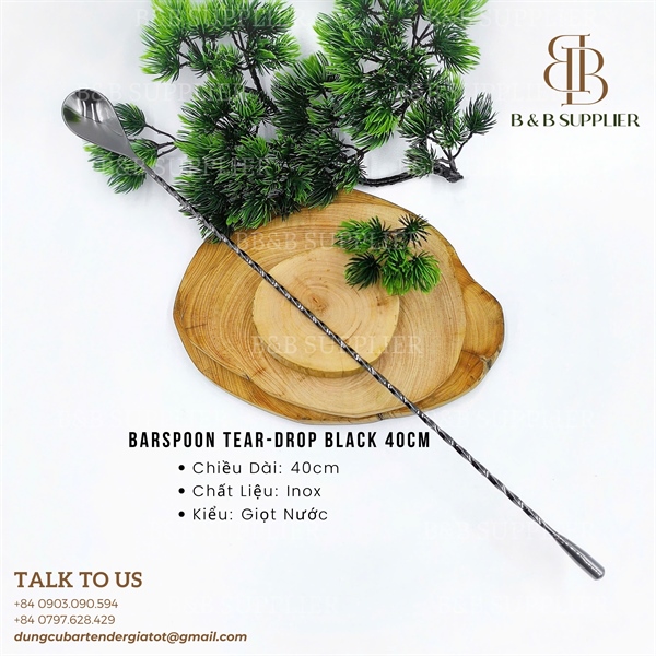Barspoon Tear-Drop Black 40cm