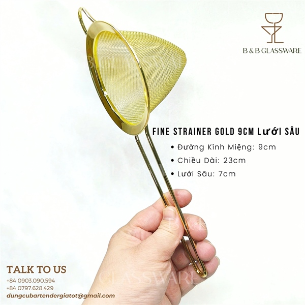 Fine Strainer Gold 9cm Lưới Sâu 3