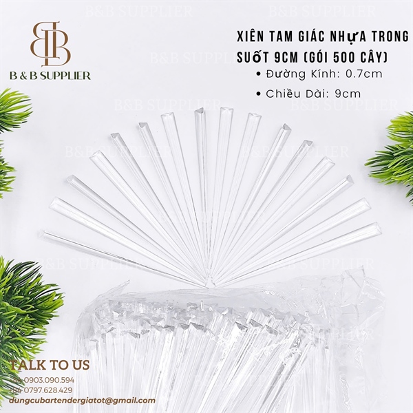 Xiên Tam Giác Nhựa Trong Suốt 9cm (Gói 500 Cây) - ảnh 2