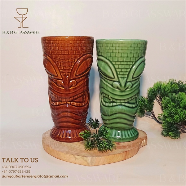Ly Sứ Tiki Ống Khói Nâu - A9 3