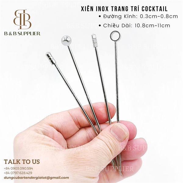 Xiên Inox Trang Trí Cocktail - Trụ Vuông 5
