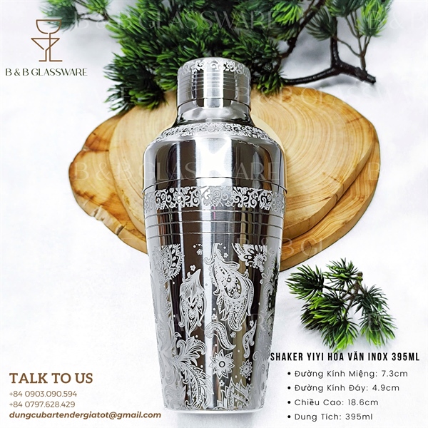 Shaker Yiyi Hoa Văn Inox 395ml