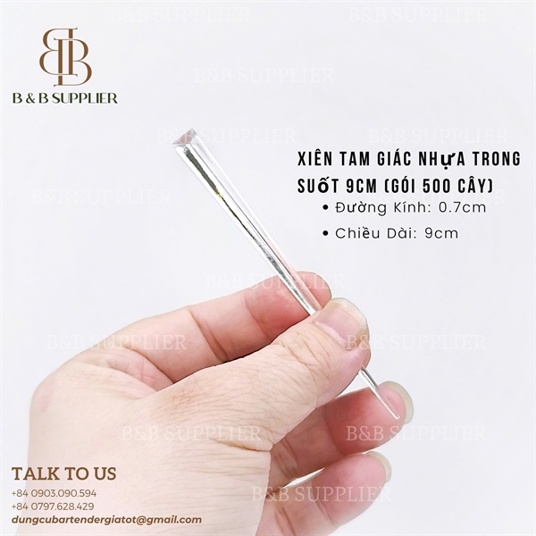 Xiên Tam Giác Nhựa Trong Suốt 9cm (Gói 500 Cây) 4